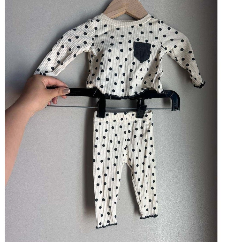 Black Polka Dot Ribbed Top Leggings Set NB Scandi Baby Going Home Euro Summer
